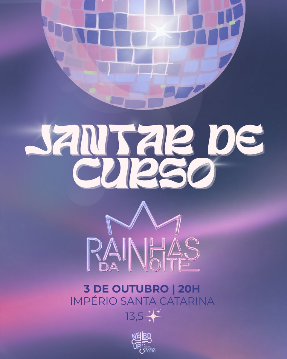 O primeiro jantar de curso deste ano está aí à porta e promete começar a marcar memórias!!!🥳🤩
No dia 3 de outubro, juntem-se a nós na Confeitaria Império (Santa Catarina) às 20h para fazerem o pré-Rainhas!!🍻
Inscreve-te no link da bio para não perderes esta oportunidade!🔗