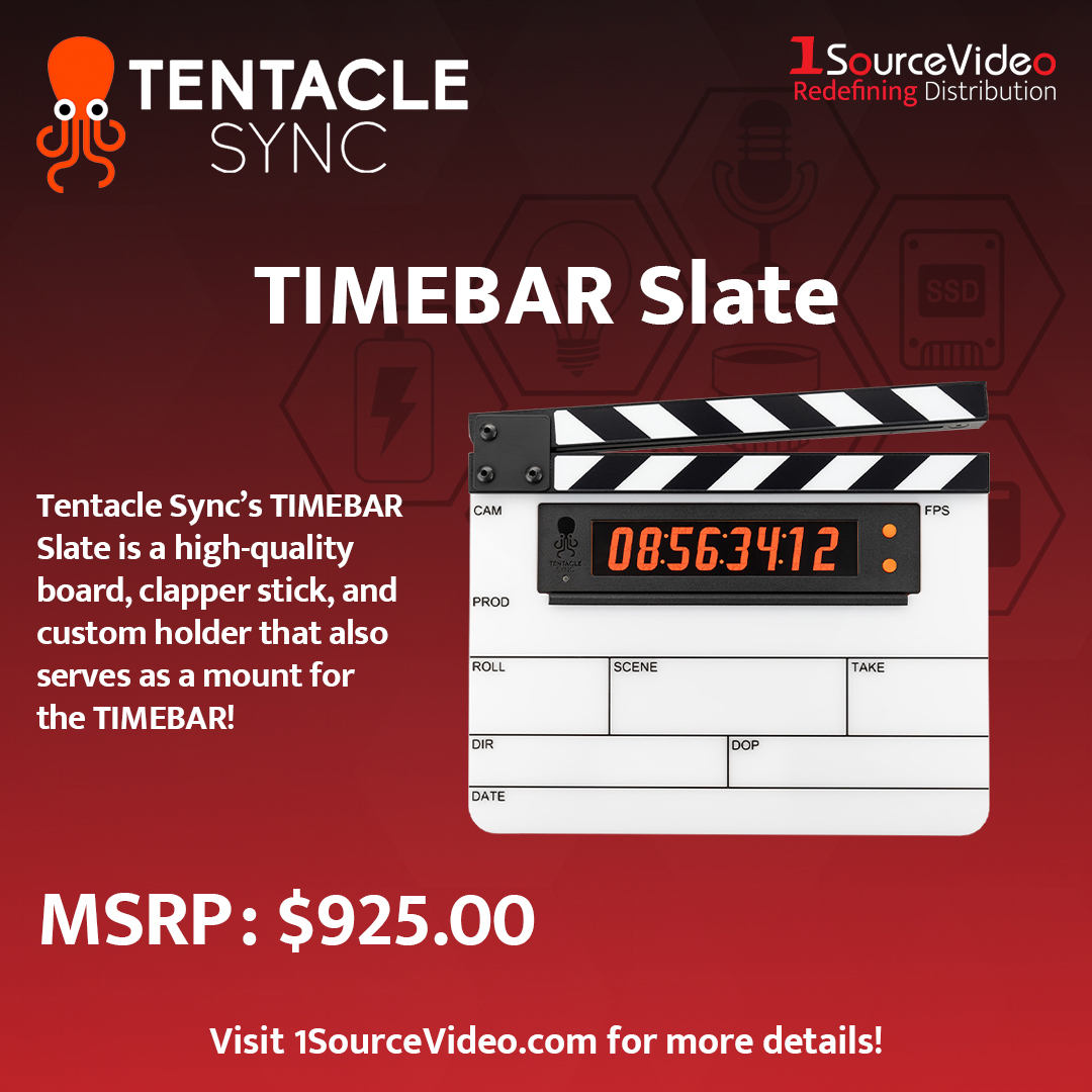 1sourcevideo's tweet image. Simplify sync with @TentacleSync’s TIMEBAR Slate — precise timecode and slate in one, made for flawless post workflows. 🎬⏱️ #TentacleSync #TIMEBARSlate #Timecode #FilmGear #PostPro
