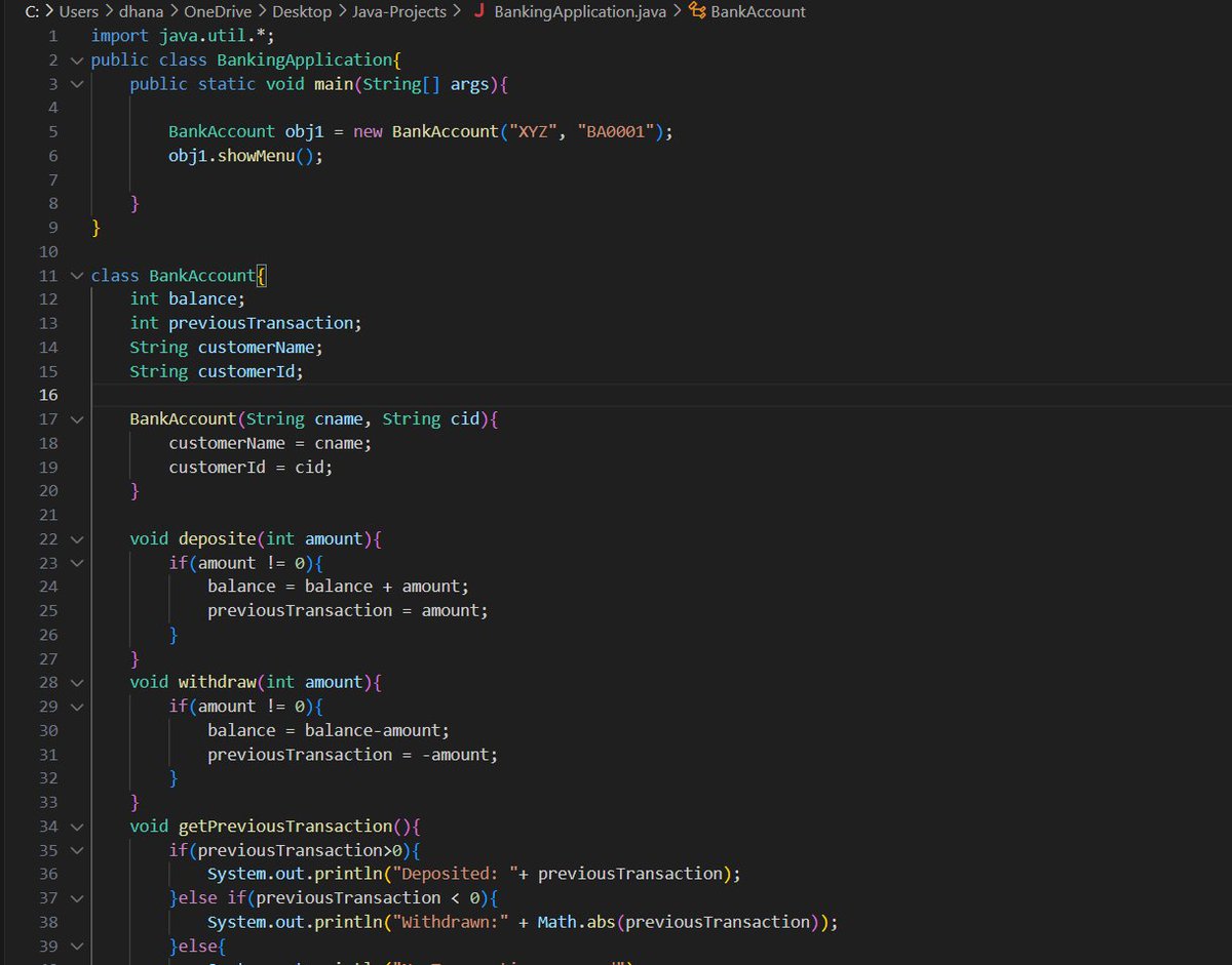 Dhananjay_R_26's tweet image. Day 55 of #CodeWithConsistency
Today complete only one Basic Java project "BankingApplication" where we can check balance, keep record of Deposite and Withdrawl, and see last Transaction
- Solved question on leetcode
#Java #buildinpublic #DSA #LearnInPublic #Development