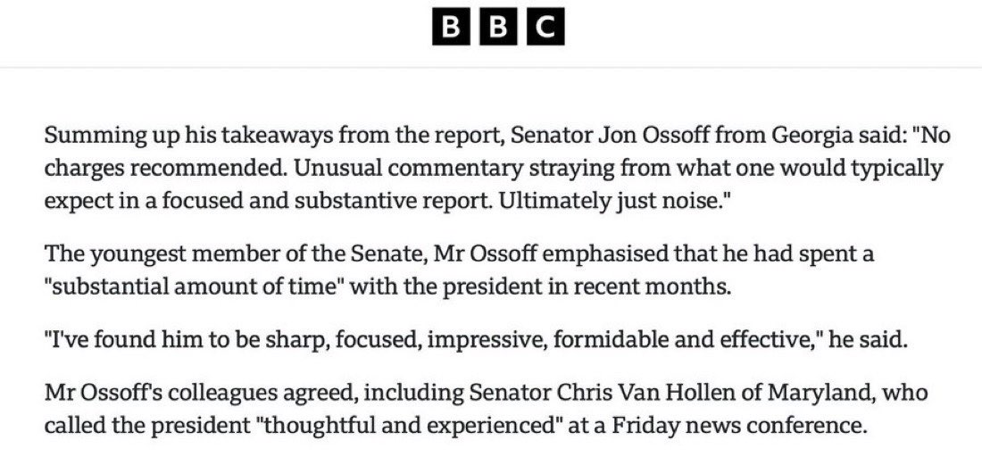 Jon Ossoff last year said he found Biden to be “sharp, focused, impressive, formidable, and effective.” 

Georgia’s Senator lied to all of us.