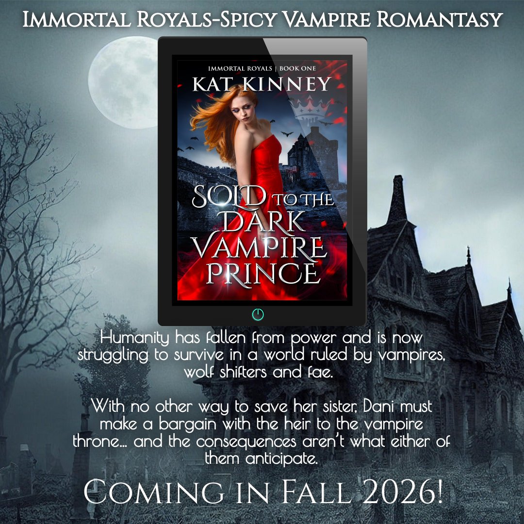 Humanity has fallen from power and is now struggling to survive in a world ruled by vampires, wolf shifters and fae.

With no other way to save her sister, Dani must make a bargain with the heir to the vampire throne.

amazon.com/dp/B0FRNGKM2F

#Vampire #paranormalromance