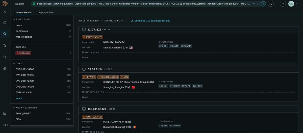 censysio's tweet image. 🚨 New Cisco SNMP vuln (CVE-2025-20352) — actively exploited

👉Affects IOS/IOS XE (SNMP v1, v2c, v3)
❗Allows DoS or root RCE
⚠️No workarounds → patch ASAP
⌛CISA: FCEBs must fix by tonight, 11:59 PM ET

👇Censys sees 192K+ exposed SNMP services
hubs.ly/Q03Lc3bM0