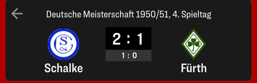 das war übriGEns auch der erste Heimsieg gegen fürth seit 1950!!!
(zumindest laut Kicker)
#S04 #S04SGF #Schalke