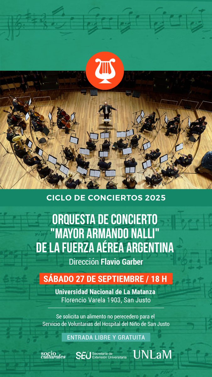 ConciertosUnlam's tweet photo. ESTE SÁBADO!!!
#orquesta 
#instrumental 
#SanJusto 
#LaMatanza https://t.co/fSgM10VyCO