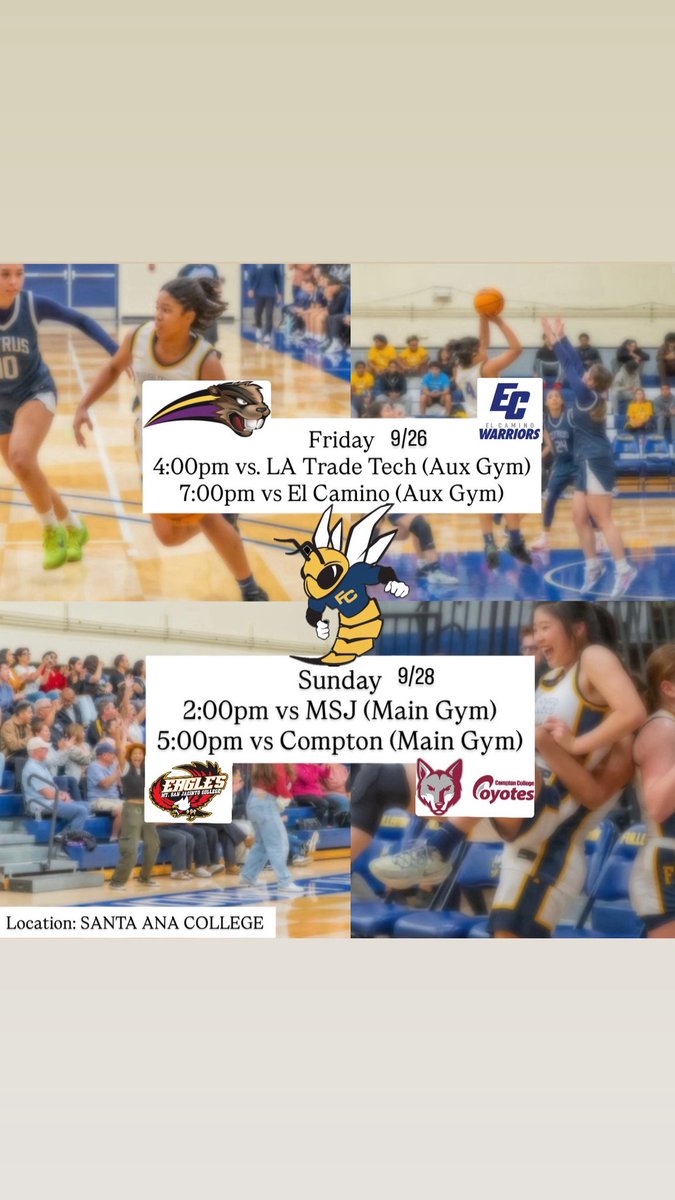 🐝 Hornets are back❗️🐝

Come support your Hornets at Santa Ana College this weekend!