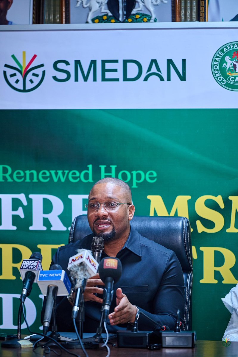 __yellows's tweet image. Renewed Hope: CAC, SMEDAN Launch Free Registration Drive for 250,000 MSMEs

The Corporate Affairs Commission (CAC) and the Small and Medium Enterprises Development Agency of Nigeria (SMEDAN) have launched a nationwide drive to provide free business registration for 250,000 nano,…