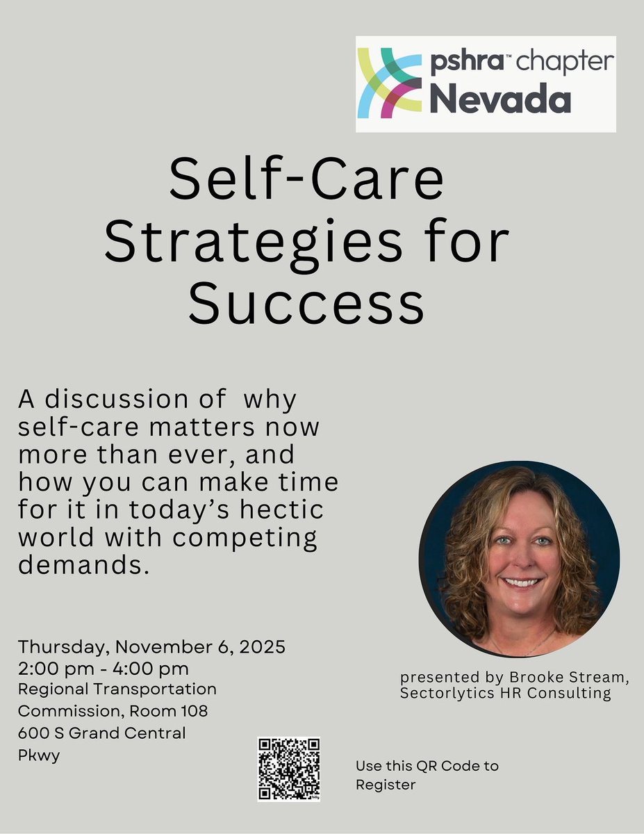 pshranevada's tweet photo. Taking care of yourself should not be an optional extra. 

Learn self-care strategies with @streambrooke in our next PSHRA-NV training on Thursday, November 6th at 2 p.m (RTC). 

RSVP now: https://t.co/tldddFWPCD

#SelfCare #HR #Training #PSHRANV https://t.co/krWRrCffi4