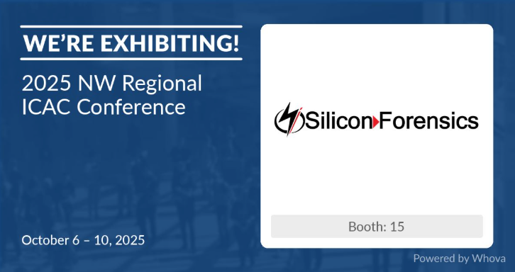 _SiForce's tweet photo. We are excited to announce that Silicon Forensics will be exhibiting at 2025 NW Regional ICAC Conference on October 6 – 10, 2025. 🎉🎉

#icac #whova #conference #forensics https://t.co/LbkCIrAHxq
