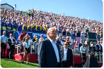 On a Friday at the Ryder Cup, there was the presence of the President, he also had a "VIP seat" in the heart of the United States 🇺🇸⛳️ #MAGA #Trump2024 #RyderCup