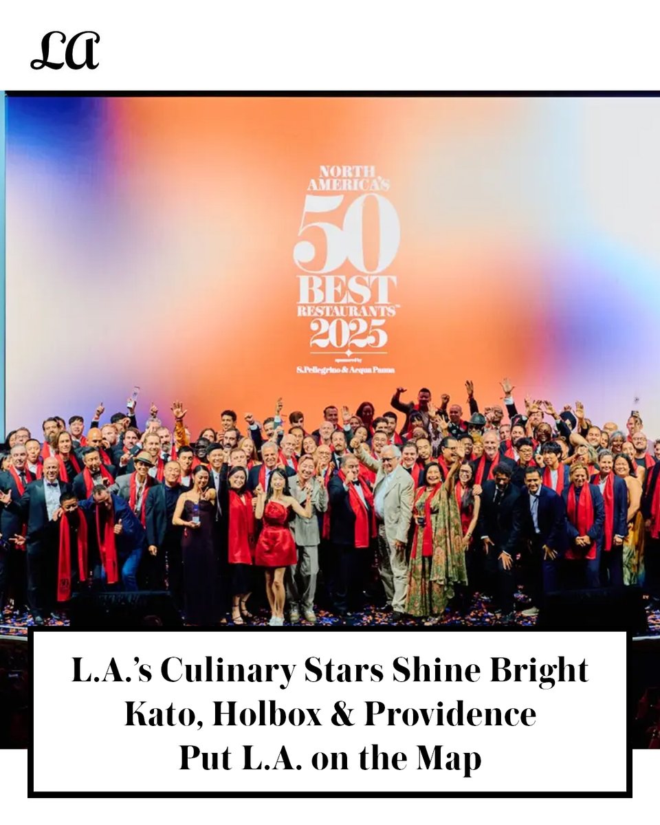 L.A. shines on the culinary map 🌎✨ — Kato, Holbox &amp; Providence land on North America’s 50 Best Restaurants 2025 list. NYC’s Atomix takes #1.

Read on for the full breakdown ⬇️

lamag.com/food/kato-holb…