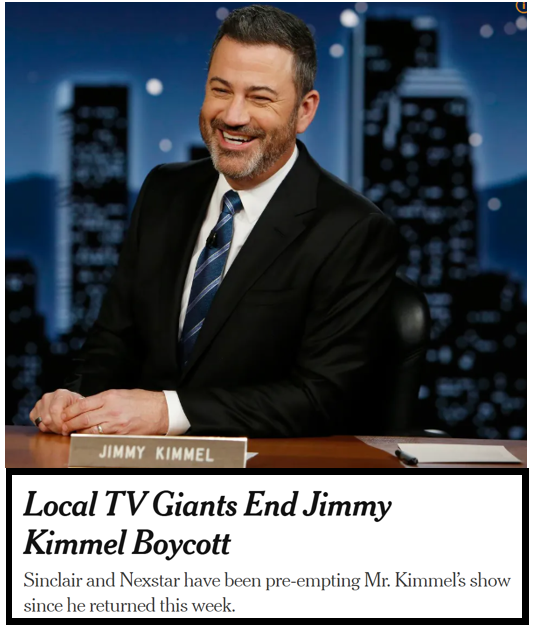 bennel62's tweet image. #JimmyKimmel returns #Objectlesson in ownership of #television stations by #conservative #whackjobs #2024election #trumpresults #censorship #freespeechformebutnotforthee paulsnewsline.blogspot.com/2025/09/jimmy-…