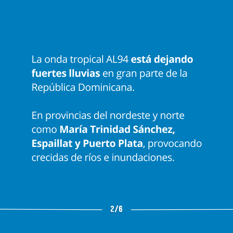 WFP_RD's tweet photo. 🌧️ La onda tropical #AL94 deja lluvias intensas en gran parte del territorio nacional.

⚠️ La plataforma ANACAONA está generando y facilitando información técnica y geoespacial al Gobierno y a las instituciones de primera respuesta.

Con el apoyo de @ECHO_LatAm 🇪🇺