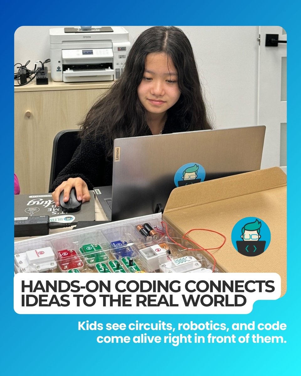 ultimatecoders's tweet image. When kids code with circuits and robotics, they’re turning ideas into reality. This hands-on experience makes concepts stick, builds problem-solving skills, and shows them how technology shapes the world they live in.

#HandsOnLearning #KidsWhoCode #STEMEducation #UltimateCoders