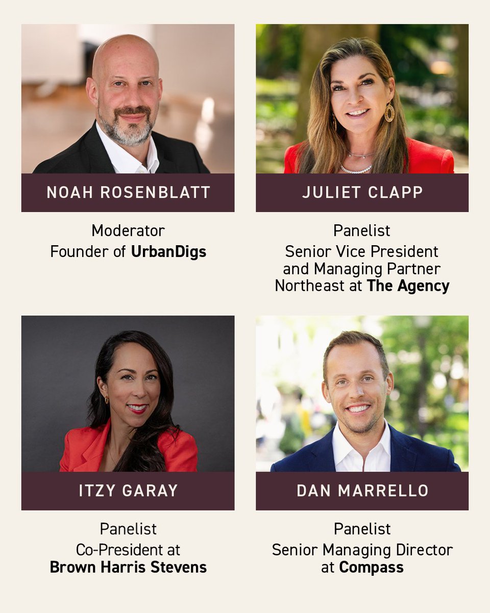 We invite you to join leaders from The Agency, Brown Harris Stevens, and Compass for an exclusive virtual panel hosted and moderated by Noah Rosenblatt, Founder of UrbanDigs. 

A limited opportunity to hear practical, real-world insights from top agencies, we’ll discuss how each