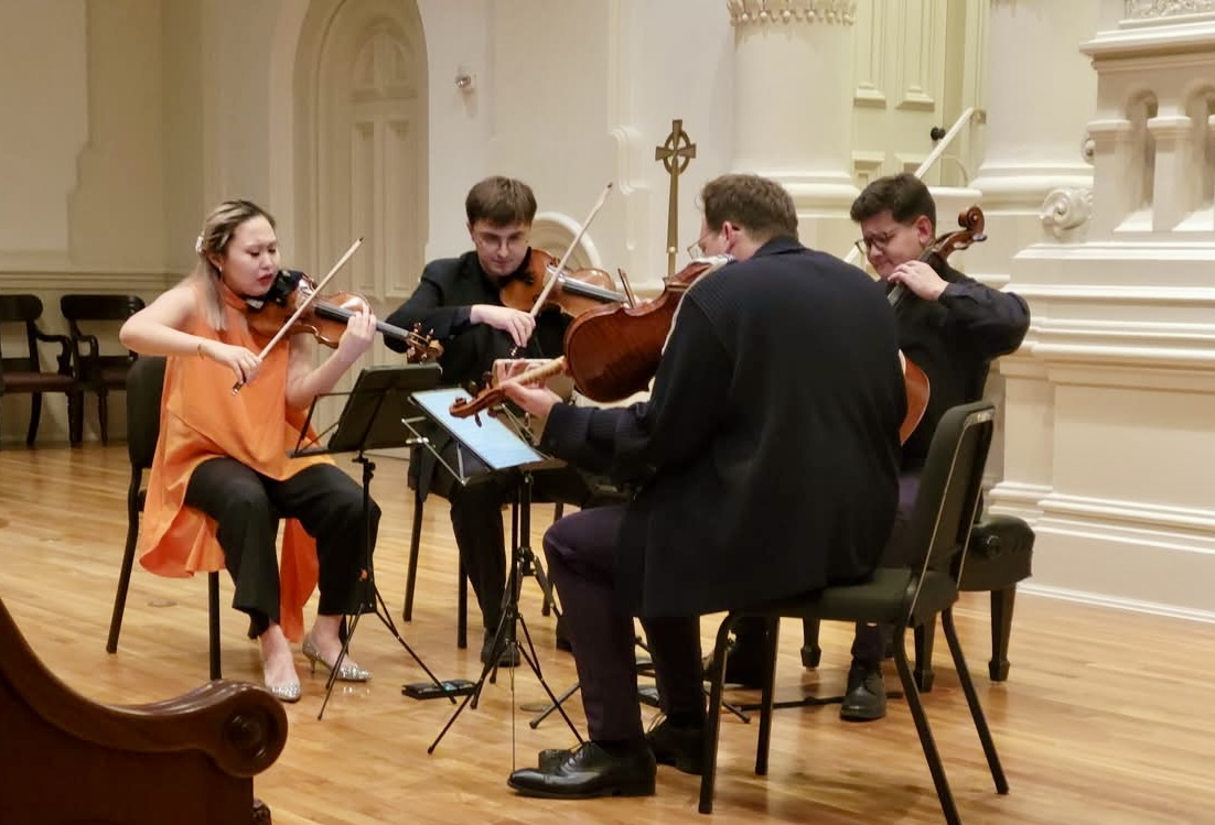 MarketSquareC's tweet image. Thank you, @BalourdetQuartet, for opening our 44th season with a richly varied program of Haydn, Ligeti and Smetana, as well as introducing nearly 400 school children to Smetana’s musical storytelling at @whitakercenter for Science and the Arts! 
Next up - marketsquareconcerts.org/concerts