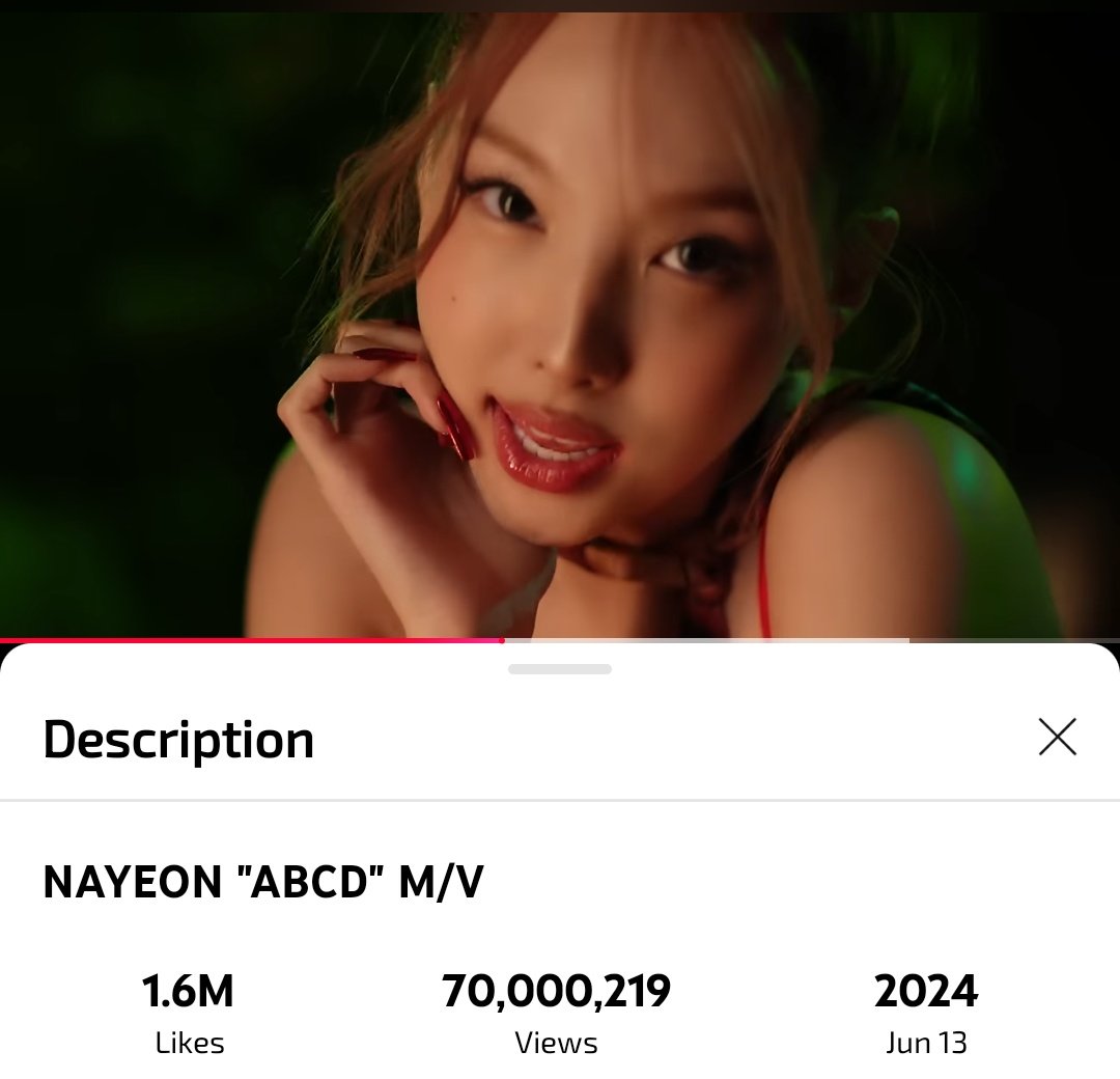 #NAYEON's 'ABCD' MV has surpassed 70M views on YouTube 💋