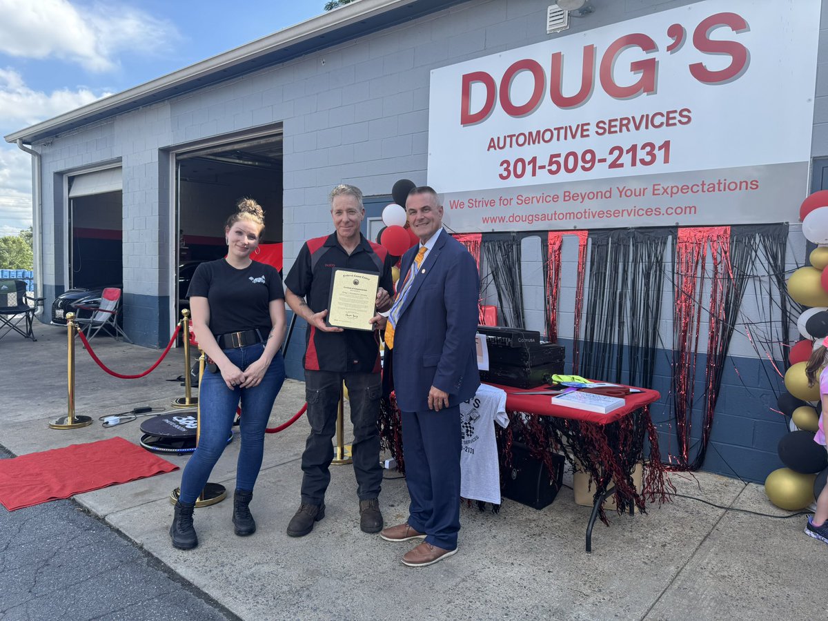 Honored to be at the Ribbon Cutting for Doug’s Automotive Services on East 4th Street in Frederick
