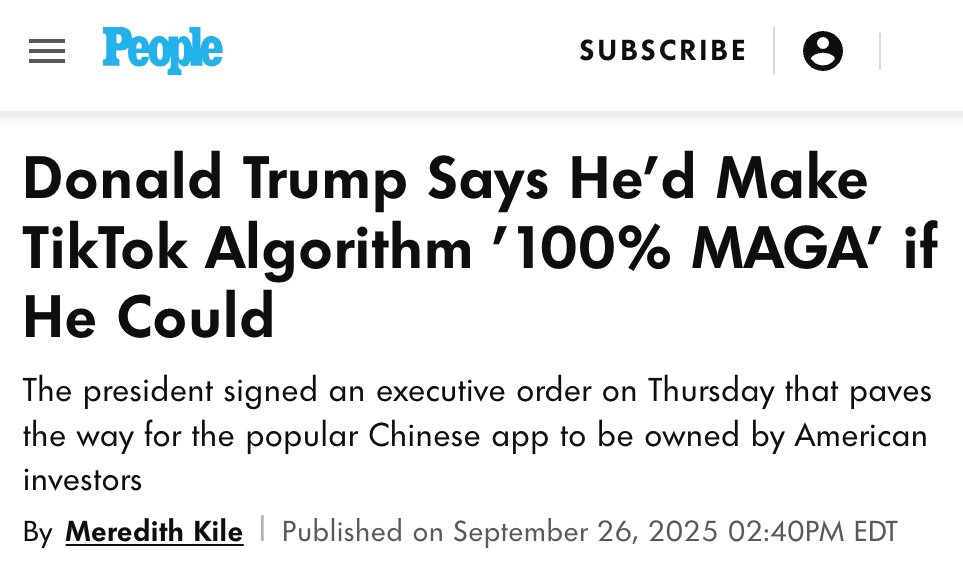 Let's get this straight: MGX – a shady Abu Dhabi firm – cut deals to get sensitive American technology while enriching the Trump family’s crypto firm.

Now, Trump wants that same firm and his billionaire friends to control what you watch on TikTok?

What are we even doing here?