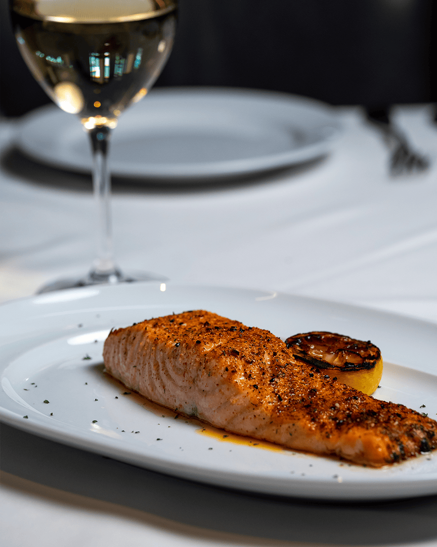 From the Scottish coast: our Shetland Island Salmon, prepared to your liking, with two options — braised for delicate richness or spiedini, lightly dusted with seasoned breadcrumbs.

#domsteak #steakhouse