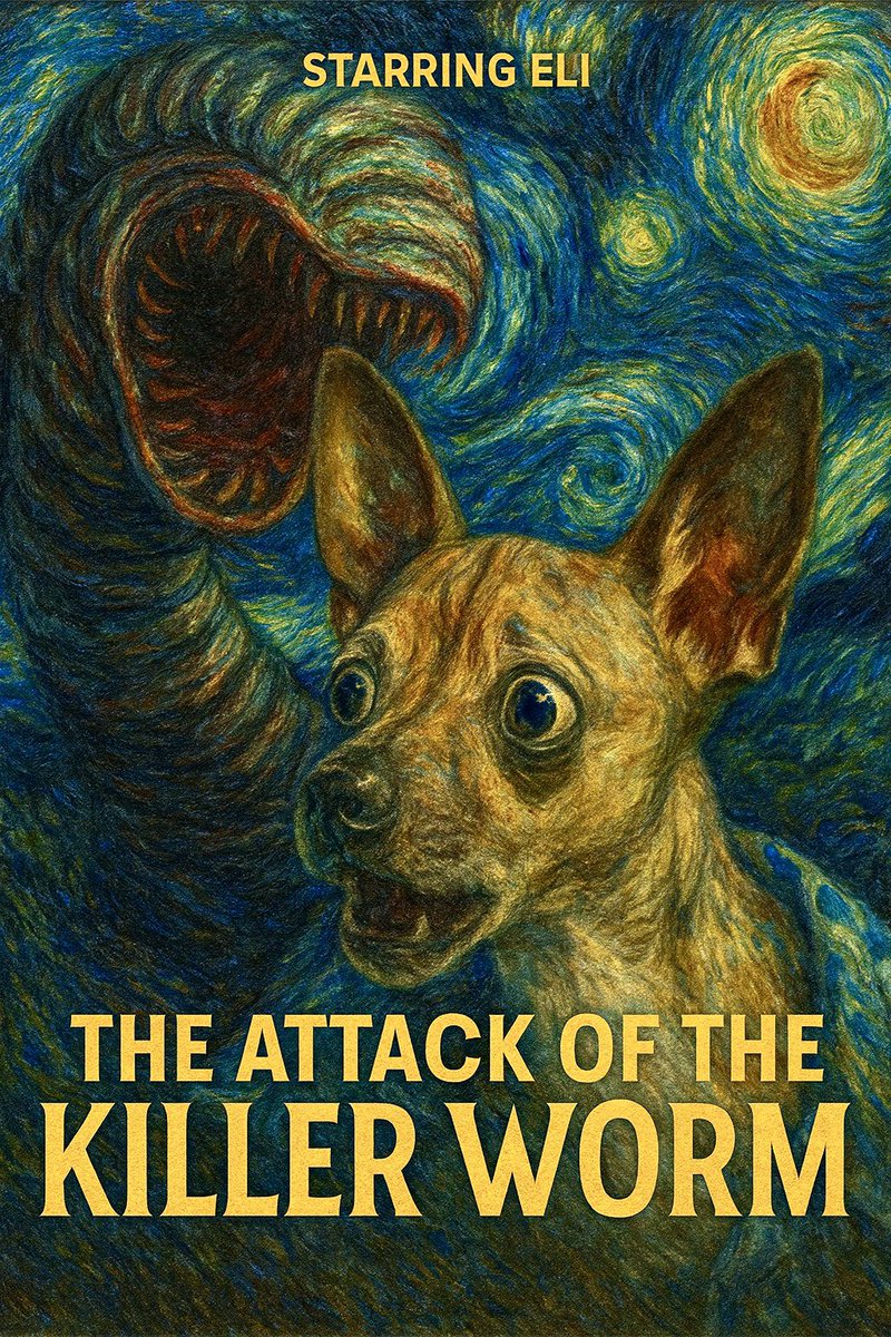 If each hooligan starred in a movie, this would be Eli’s #movieposter. In this horror movie, Eli would play a scientist who is forced to battle a gigantic worm that is hungry for brains. 
The world needs saving. Is Eli up to the task? Can he defeat the evil #brainworm? 
🪱
#Hero