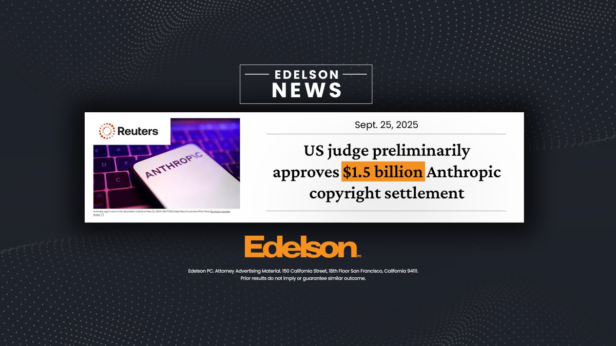 1.5 BILLION ANTHROPIC SETTLEMENT APPROVED

A federal judge just granted preliminary approval of our groundbreaking $1.5 billion settlement with Anthropic over their unauthorized downloading of over 480,000 pirated books to train their AI systems. We’re proud to represent