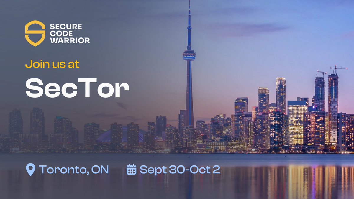 SecCodeWarrior's tweet image. We're proud to sponsor @BlackHatEvents #SecTor2025! Join us next week, Sept 30 - Oct 2, in Toronto and stop by booth 336 to discuss #cybersecurity research, network with experts & explore the latest in corporate defenses. Meet with us there 👉 ow.ly/u8qL50X309F