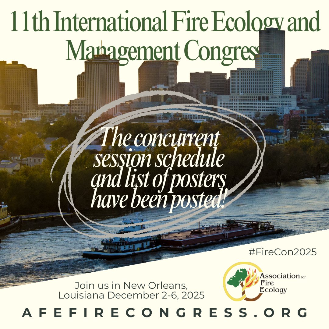 Are you presenting at the conference and want to know when? Do you want to see all the amazing presentations happening in New Orleans in December? The #FireCon2025 concurrent session schedule and the list of poster presentations have been posted at afefirecongress.org/schedule ❗