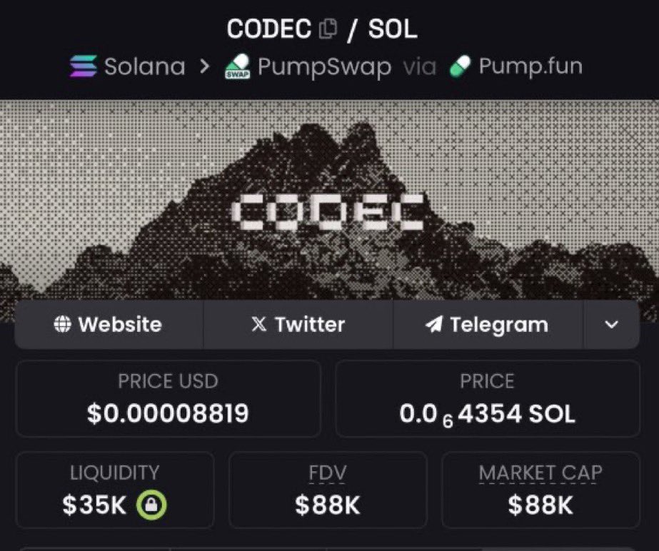 checkkmate_'s tweet image. I Highlighted $CODEC to my private Telegram group at a $88k market cap.
⛓️ #Solana
Ca:
69LjZUUzxj3Cb3Fxeo1X4QpYEQTboApkhXTysPpbpump