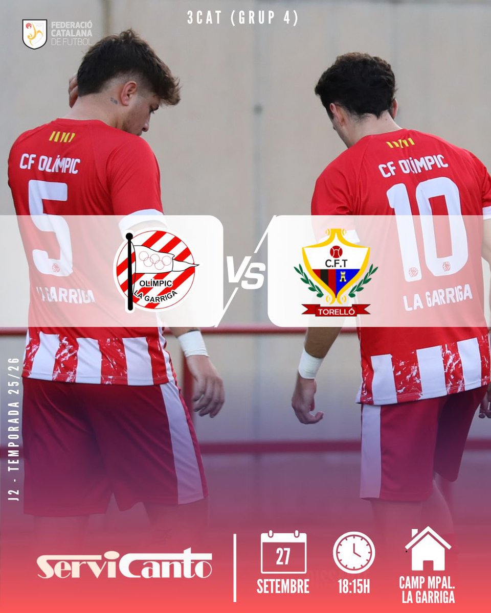 CF Olímpic LaGarriga (@cfolimpic) on Twitter photo 🚀🏟️🚀
⚽️ #CFOLG - <a href="/cftorello/">CF.TORELLO</a> B
🏆 #3CAT4 - J2
📅 27/09/2025
⌚️ 18:15h
📍Camp Mpl d’Esports de #laGarriga
#CFOLG
#goreds🔴🔴 🚀🏟️🚀
⚽️ #CFOLG - <a href="/cftorello/">CF.TORELLO</a> B
🏆 #3CAT4 - J2
📅 27/09/2025
⌚️ 18:15h
📍Camp Mpl d’Esports de #laGarriga
#CFOLG
#goreds🔴🔴