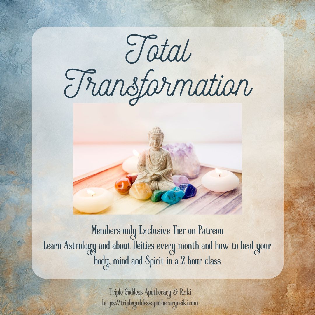 triplegoddessa1's tweet image. In Total Transformation, you will learn how to improve your energetic flow, balancing your mind, body, &amp;amp; spirit. A Patreon Exclusive Program. patreon.com/TripleGoddessA… #triplegoddessapothecaryandreiki #totaltransformation #rowanravenwolf