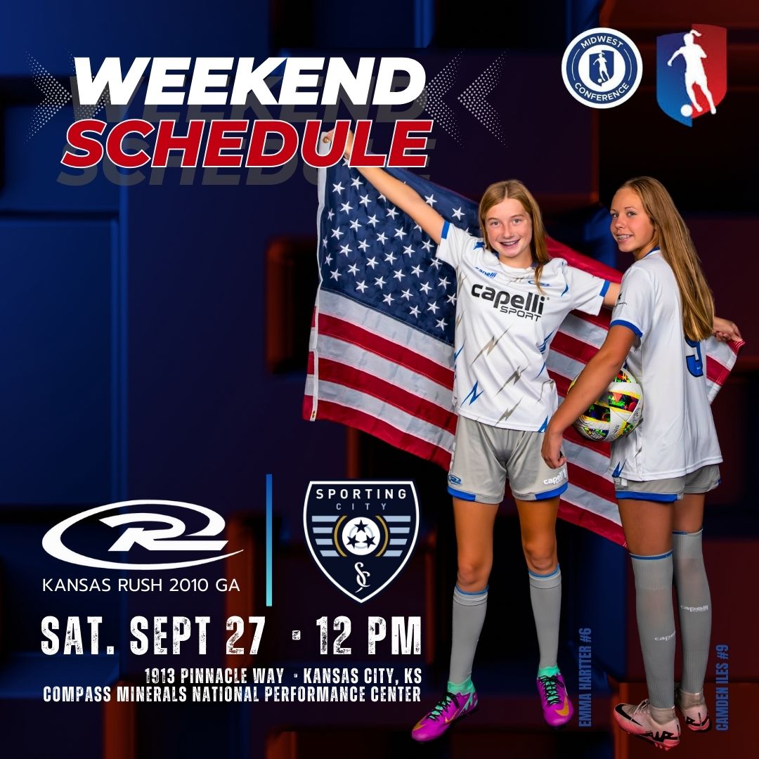 Kansas Rush 10 GA (@ksrush10ga) on Twitter photo 🗓️Weekend Schedule ⤵️Back on the pitch tomorrow for our first matchup against Sporting City 2010 GA! Let's G⚽️!
<a href="/KSRGirlsAcademy/">Kansas Rush Girls Academy</a> <a href="/GAcademyLeague/">Girls Academy</a> <a href="/TopDrawerSoccer/">TopDrawerSoccer</a> <a href="/TheSoccerWire/">SoccerWire</a> <a href="/PrepSoccer/">Prep Soccer ⚽️</a> <a href="/RushSoccer/">Rush Soccer</a> <a href="/KS_RushSoccer/">Kansas Rush Soccer Club</a> <a href="/ImYouthSoccer/">ECNL/GA/Recruiting/College Soccer</a> 🗓️Weekend Schedule ⤵️Back on the pitch tomorrow for our first matchup against Sporting City 2010 GA! Let's G⚽️!
<a href="/KSRGirlsAcademy/">Kansas Rush Girls Academy</a> <a href="/GAcademyLeague/">Girls Academy</a> <a href="/TopDrawerSoccer/">TopDrawerSoccer</a> <a href="/TheSoccerWire/">SoccerWire</a> <a href="/PrepSoccer/">Prep Soccer ⚽️</a> <a href="/RushSoccer/">Rush Soccer</a> <a href="/KS_RushSoccer/">Kansas Rush Soccer Club</a> <a href="/ImYouthSoccer/">ECNL/GA/Recruiting/College Soccer</a>