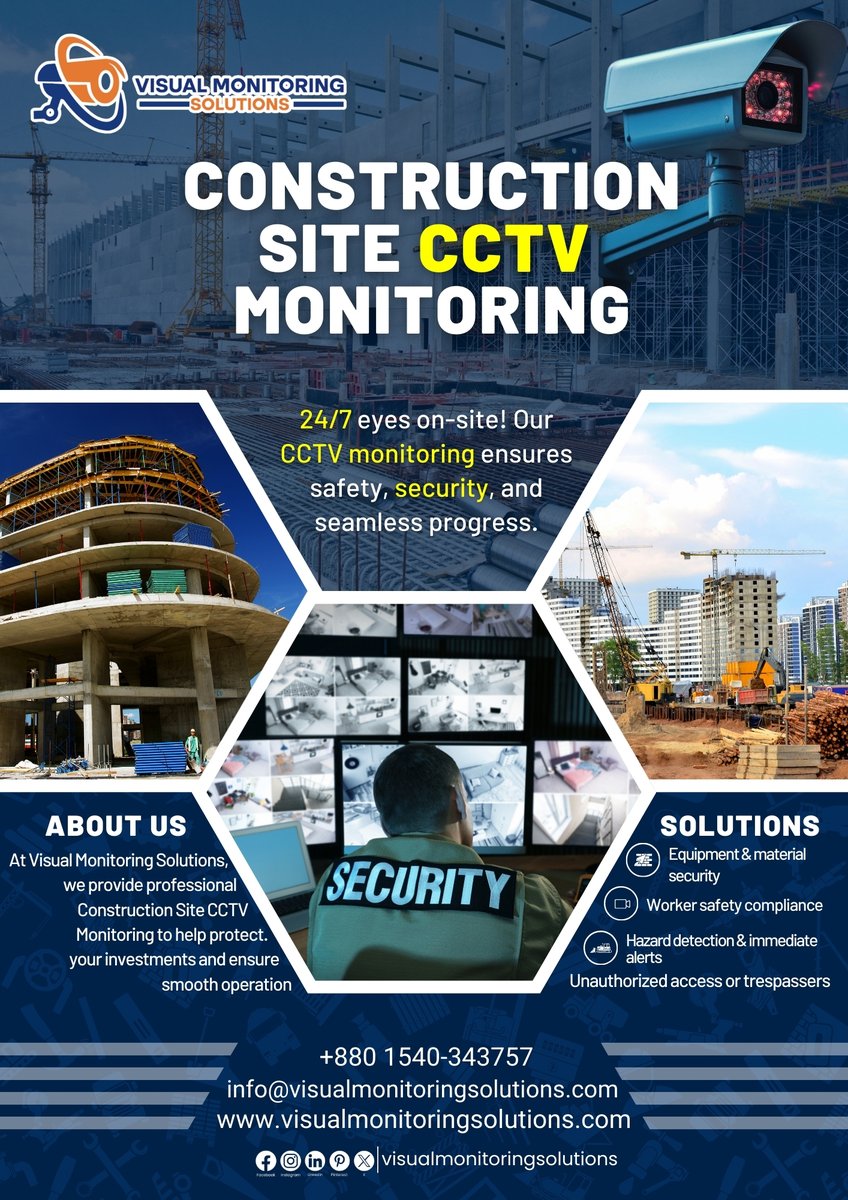 visualmonitorin's tweet image. 👷‍♂️🔍 Keep your construction site secure 24/7!
Monitor materials, equipment &amp;amp; worker activity in real time — anytime, anywhere.

Whatsapp : +8801540-343757
Contact us today or visit visualmonitoringsolutions.com

#ConstructionMonitoring #CCTVMonitoring #SiteSecurity #CCTV #CCTVCamera