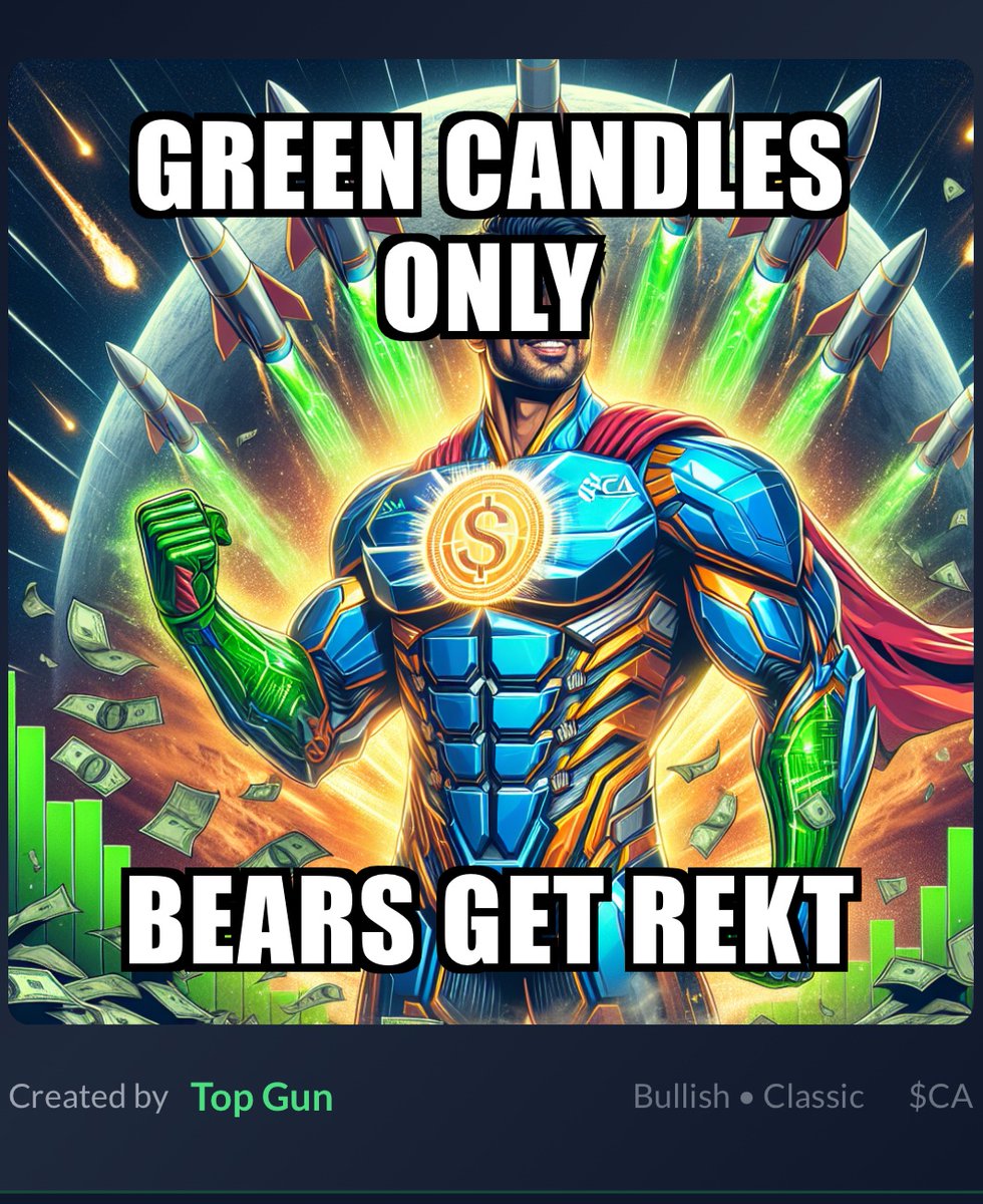 CR0BULL's tweet image. GREEN CANDLES ONLY
BEARS GET REKT

Meme by Top Gun 🎖️ #CroArmy #CA #Cronos #CryptoMemes