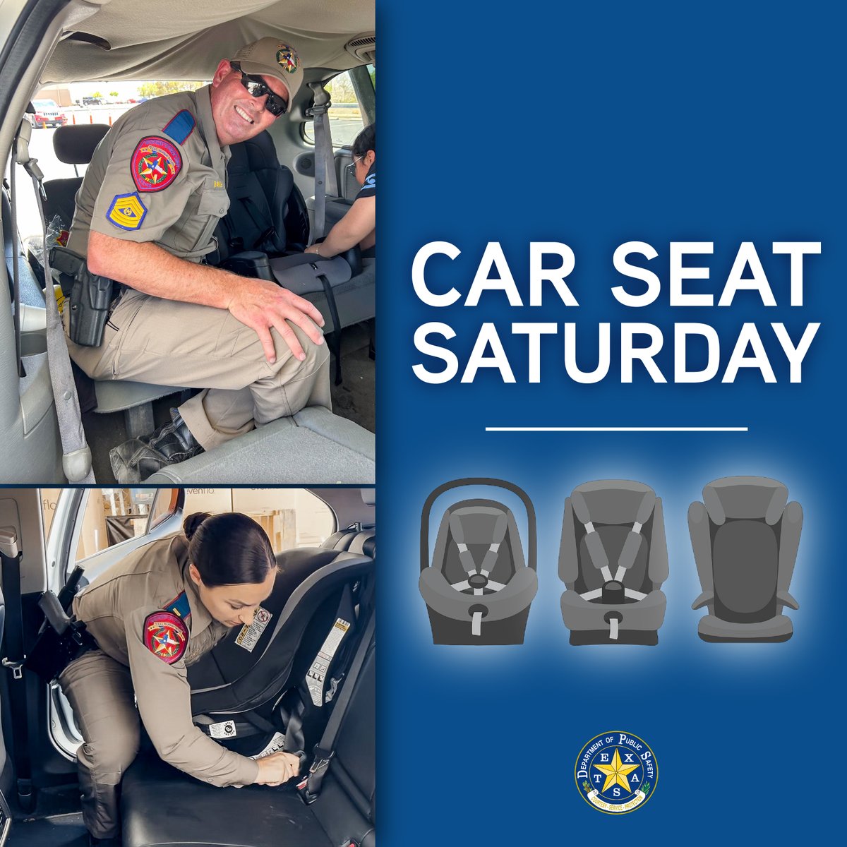 As part of Child Passenger Safety Week, Car Seat Saturday events will be happening in communities across Texas tomorrow. Certified Child Passenger Safety Technicians will be performing free car seat safety checks. 

Find an event near you ➡️ bit.ly/4nQkdqg.