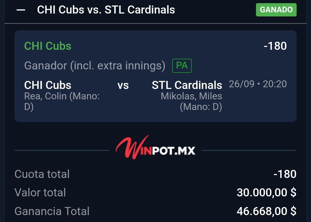 ChapitoApuestas's tweet image. SE PRENDIÓ EL CERRO 🔥🔥🔥🔥 !!!

Y Seguimos Ganando en mi GRUPO PREMIUM ✅️ !!!

Ganamos muy fácil esta Apuesta de MLB ⚾️✅️ !!!

Bien hecho mis Chingones, a Cobraaaaar ❤️ !!

Se viene un Gran Fin de Semana y que manera de iniciarlo 👊 !!