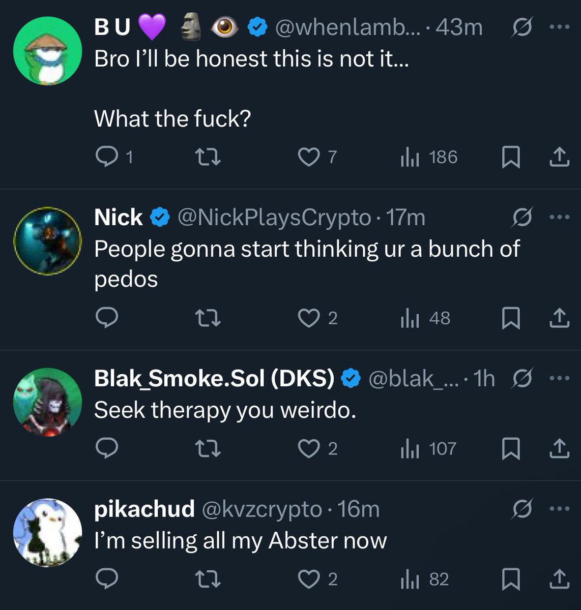 vohvohh's tweet image. This is one of the funniest tweets I’ve seen from a memecoin account in a while
And the entire Abstract community is OUTRAGED by it 😭