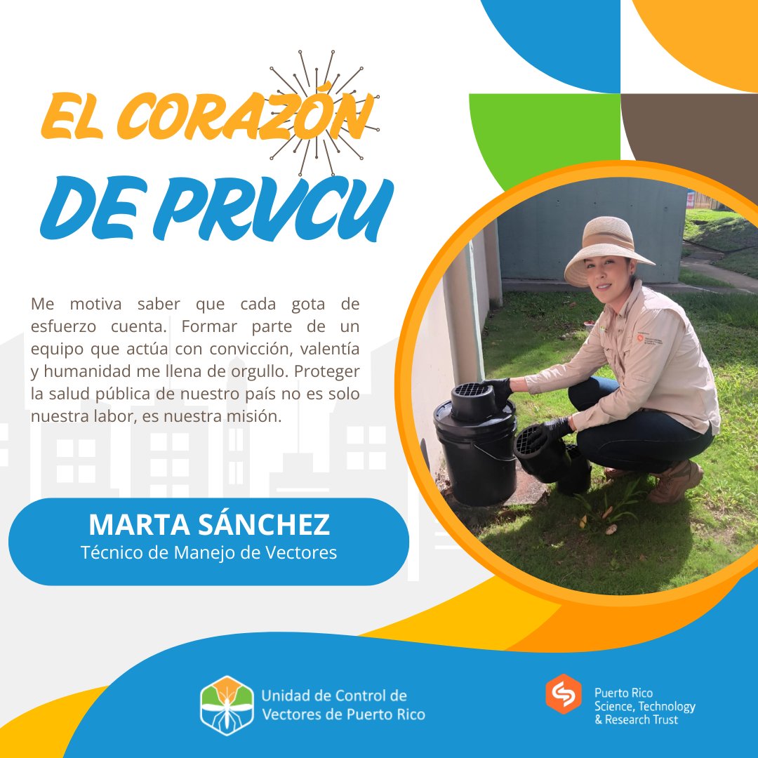 🌟 Hoy destacamos a Marta Sánchez, Técnica de Manejo de Vectores.
"Me motiva saber que cada gota de esfuerzo cuenta. Proteger la salud pública no es solo un trabajo, es nuestra misión."
👏 ¡Gracias por ser parte del Corazón de PRVCU!
#ElCorazónDePRVCU #YoActúoPaQueNoMePique