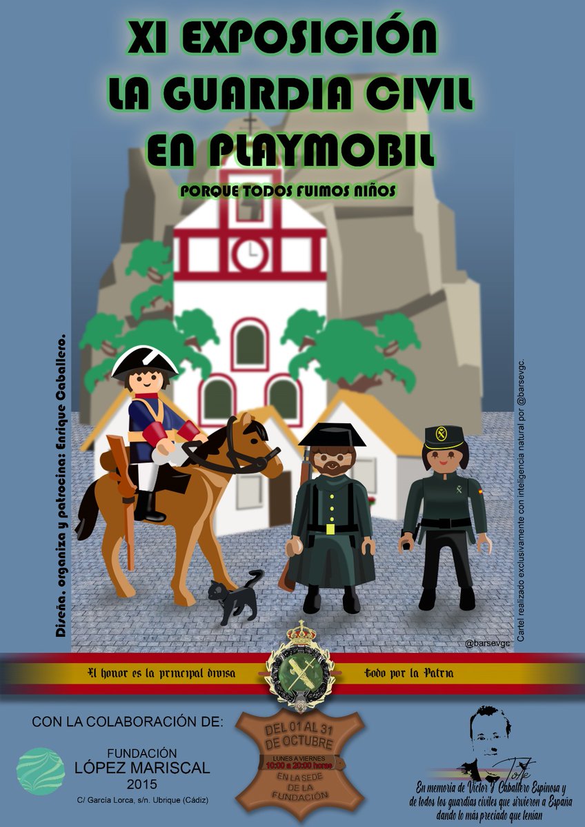 Del 1 al 31 de Octubre en Ubrique. Exposición Guardia Civil en Playmobil en recuerdo de Tote Caballero y de todos los Guardias Civiles que dieron su vida por nosotros.