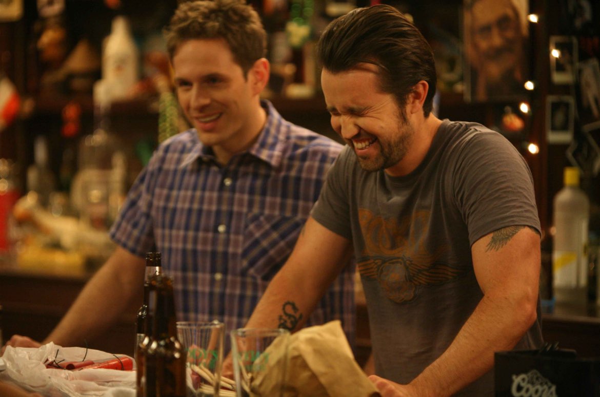 Charlie, Danny, Kaitlin, Glenn and Rob during the shooting of “T̶h̶e̶ ̶G̶a̶n̶g̶ ̶G̶e̶t̶s̶ ̶S̶u̶c̶c̶e̶s̶s̶f̶u̶l̶” “How Mac Got Fat” (2010).