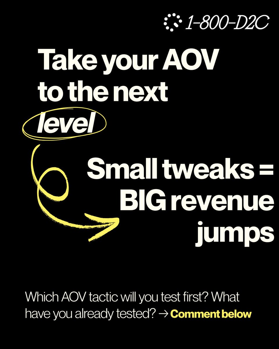 eCommerce stores are always looking for the next way to grow. Why not start with your current customers? Improving your Average Order Value (AOV) may be easier than you think!

Read the full article and get even more insights → 1800d2c.com/resources/what…

#DTC #Ecommerce #AOV
