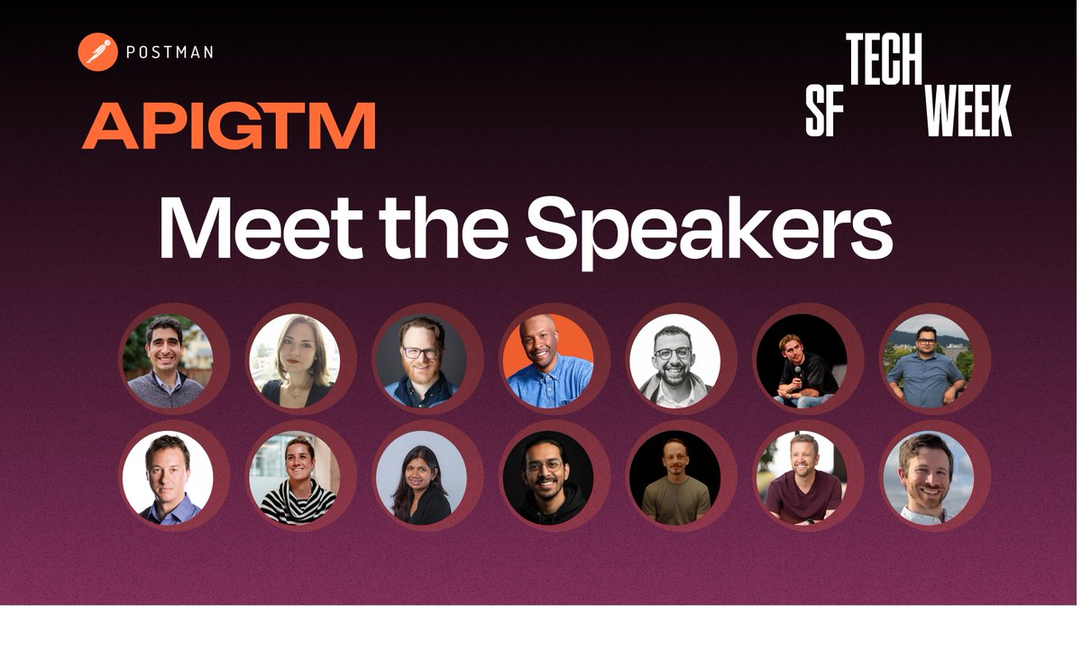 getpostman's tweet image. 🎤 Meet the Speakers at #APIGTM — the API Growth Conference at #SFTechWeek!
✨ Keynote: @sobtiankit, Co-founder & CTO @getpostman
Featuring:
@Firebase’s Ernan Anguiano
@DynamicWebPaige / @GoogleDeepMind
@googlemaps’ Brian Davidson
@bdougieYO / @continuedev
@merge_api’s Nour…