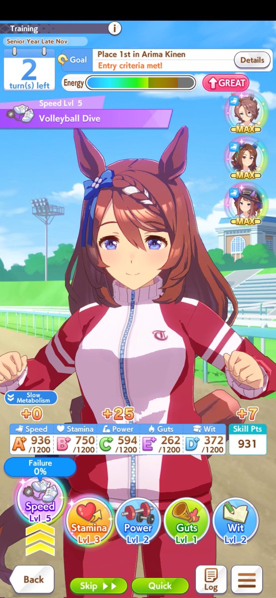 She failed to cure slow metabolism on the previous free turn