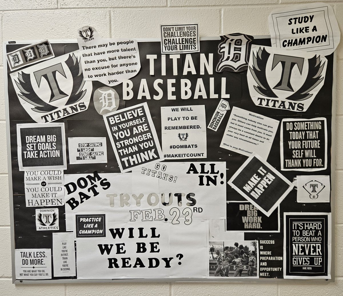 DHS Titan Baseball (@domhighbaseball) on Twitter photo Good week to update the Titan Baseball bulletin board! #dombats #info #quotes #ALLIN β«οΈβͺοΈπͺπ <a href="/DominionLcps/">DominionLCPS</a> <a href="/TitanAthletics2/">Titan Athletics</a> Good week to update the Titan Baseball bulletin board! #dombats #info #quotes #ALLIN β«οΈβͺοΈπͺπ <a href="/DominionLcps/">DominionLCPS</a> <a href="/TitanAthletics2/">Titan Athletics</a>
