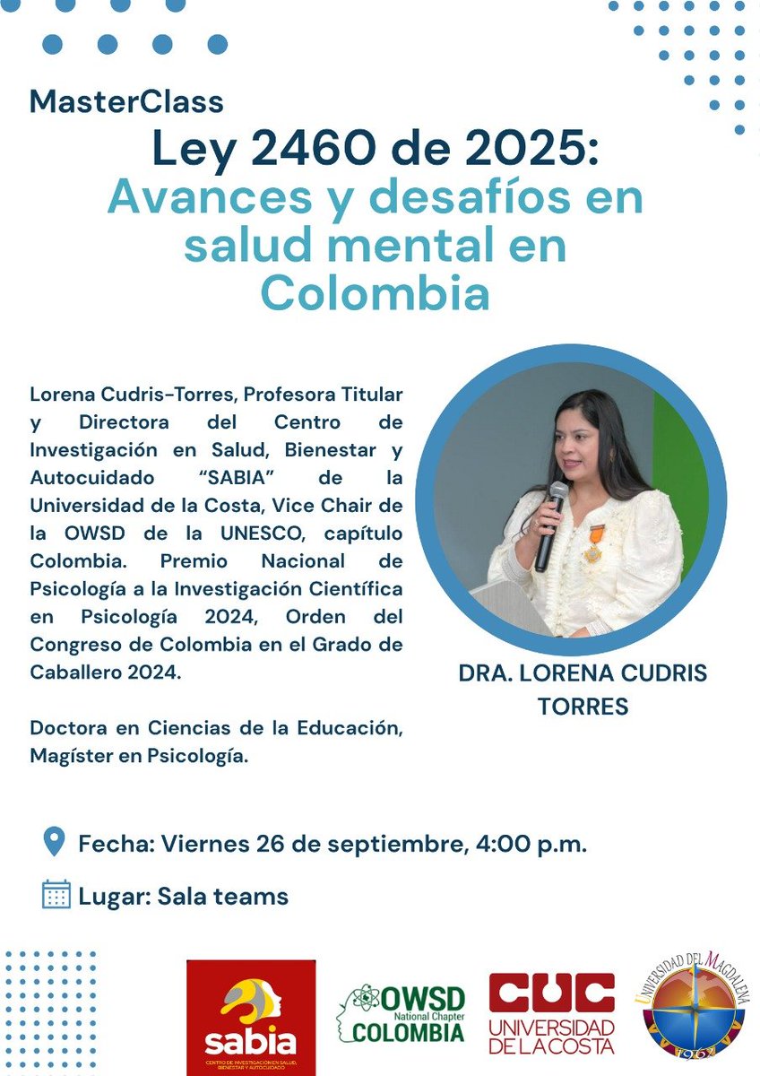 En breve estaré con los estudiantes de la asignatura Salud Familiar III, del programa de Psicología de la Universidad del Magdalena.