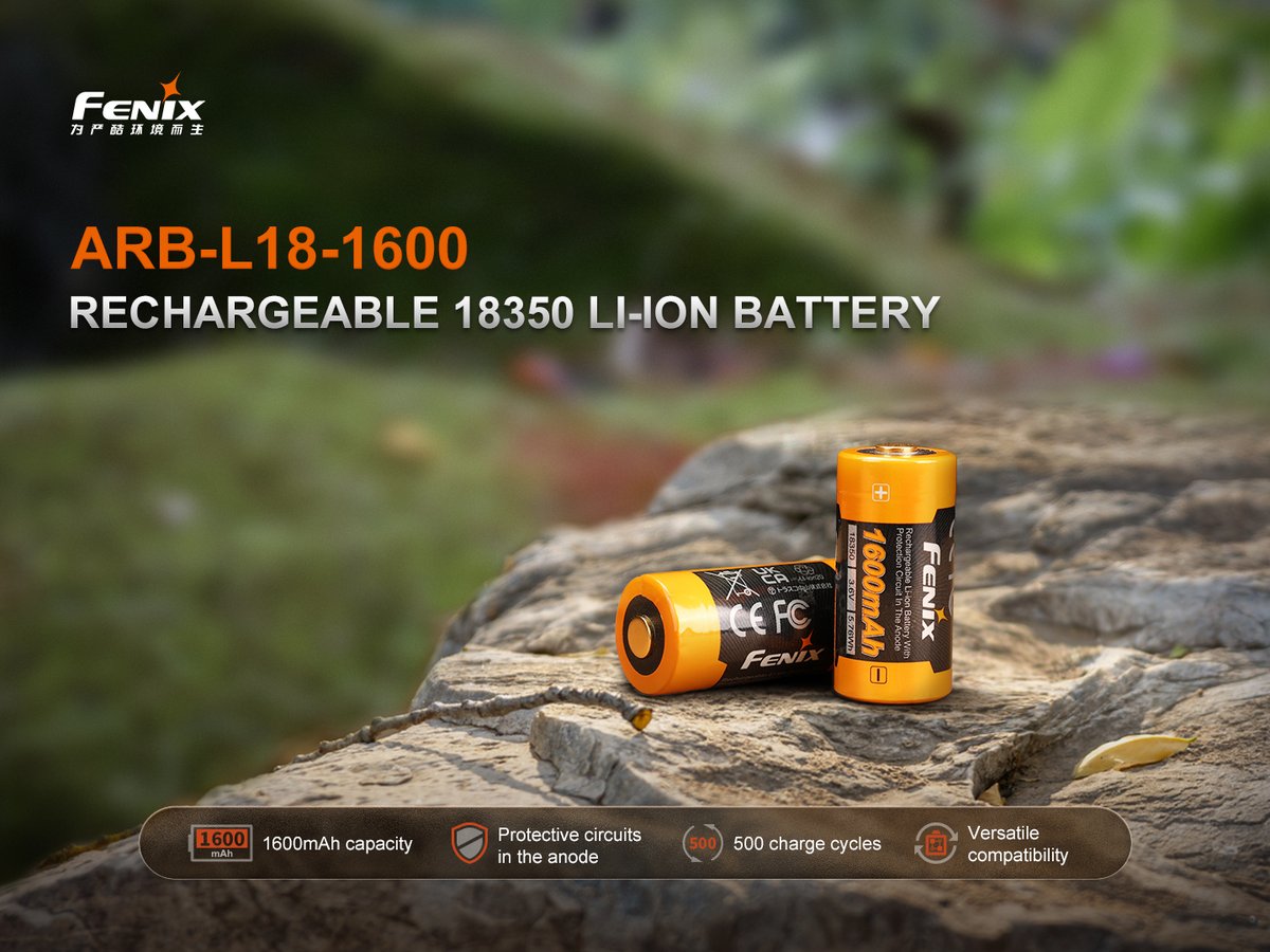 FenixLinternas's tweet image. La batería Fenix ARB‑L18‑1600 ya está aquí: 1600 mAh, tamaño 18350, protección total y hasta 500 ciclos. 🔋 Compacta, segura y lista para rendir al máximo. Descubridla en nuestra web: bit.ly/48Ca3VU