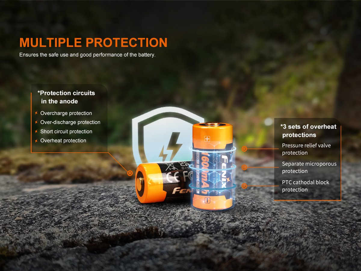 FenixLinternas's tweet image. La batería Fenix ARB‑L18‑1600 ya está aquí: 1600 mAh, tamaño 18350, protección total y hasta 500 ciclos. 🔋 Compacta, segura y lista para rendir al máximo. Descubridla en nuestra web: bit.ly/48Ca3VU