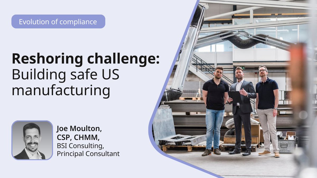 From talent shortages to multi-billion-dollar facility expansions, reshoring brings jobs back to the US—but at what cost to environmental, health, and safety standards? Read blog: bit.ly/3Id6RFv

#Manufacturing #Reshoring #EHS #RiskMitigation #EnvironmentalCompliance
