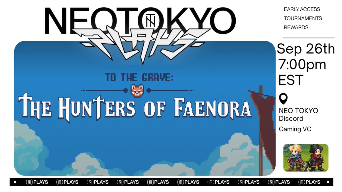 Gamers, join us today at 7PM EST as <a href="/NeoTokyoPlays/">NT Plays</a> dives into <a href="/FaenoraVerse/">FAENORA Series</a> with <a href="/BkrummsE/">bkrumms</a>. 

Get battle ready with this step-by-step guide: x.com/BkrummsE/statu… 
Don’t forget to enter code NeoTokyo in the Redeem Rewards section on their site to lock in your WL spot.  

Follow