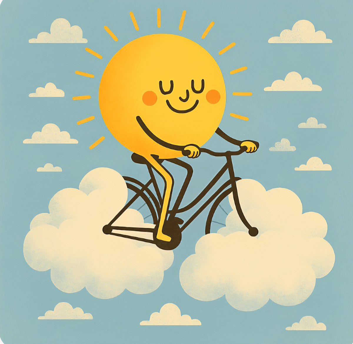 Kad laika ziņās dzirdu: "Saule mīsies ar mākoņiem", vienmēr iedomājos ko šādu. 🙂
Bildi radījis MI