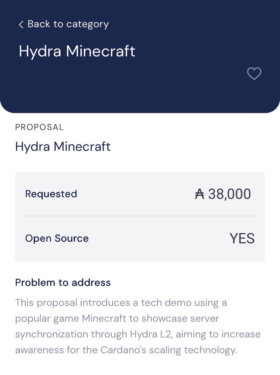 CardanoProphet's tweet image. 🧱 Minecraft on Hydra is back! After receiving 67 million votes in the last round, we&apos;re bringing the proposal back for Fund 14.

If you&apos;d love to see Minecraft running on Cardano&apos;s Hydra, please support it by voting in the Catalyst app - just search &quot;Hydra Minecraft&quot;. 🗳️

🔎…